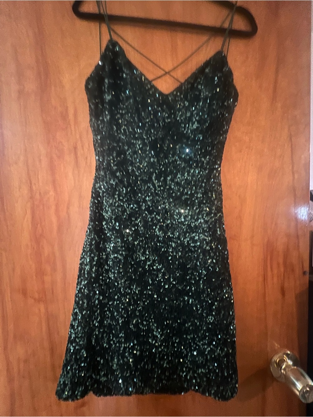 B Darlin Emerald Green Sequin Mini Slip Dress